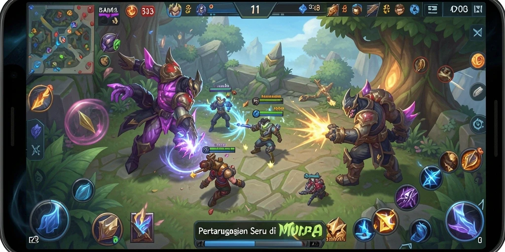 Tampilan seru dari pertandingan di BAIM303 MOBA.