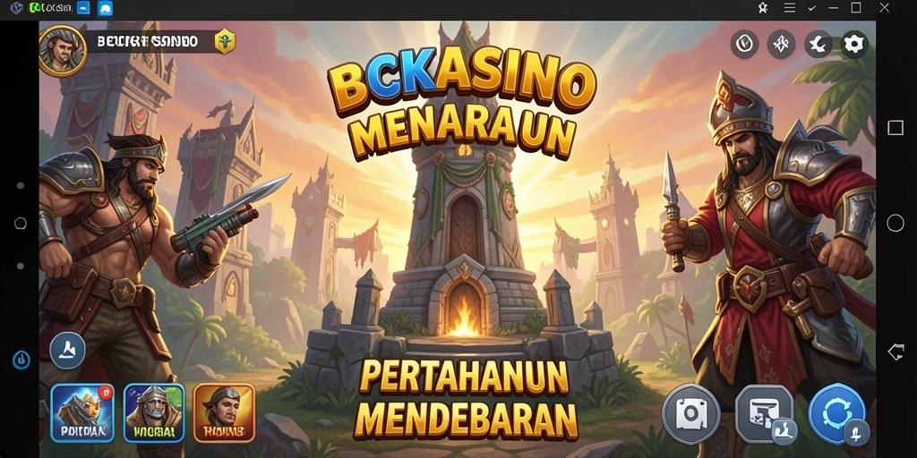 Tampilan gameplay BCKASINO yang menegangkan dan strategis dalam Tower Defense.