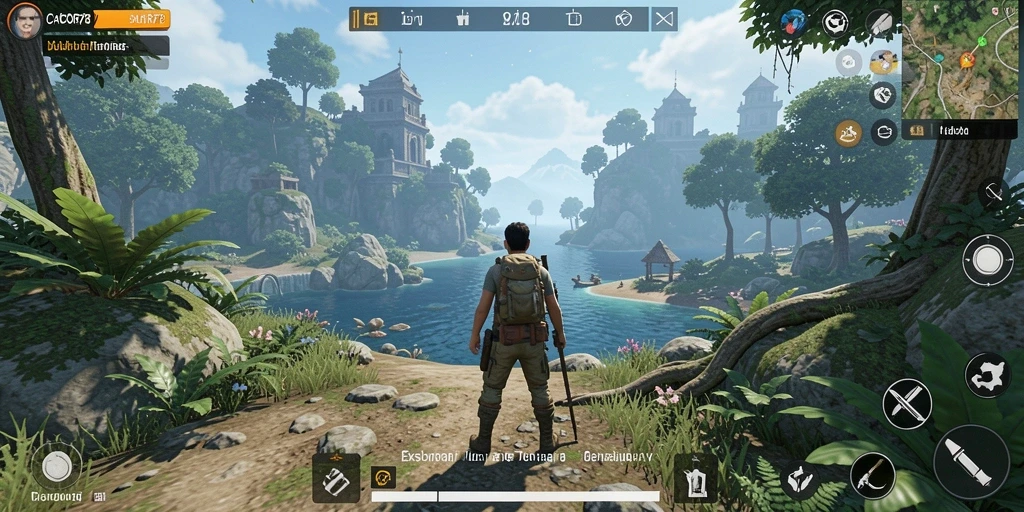 Screenshot gameplay <strong>CACOR78</strong> menampilkan pemain menjelajahi dunia terbuka yang kaya.