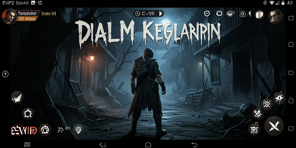 Screenshot gameplay EVIP2 menunjukkan suasana horror yang mencekam.