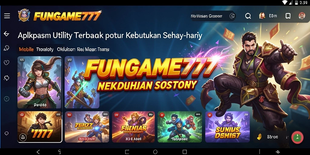 Tampilan antarmuka utama aplikasi FUNGAME777 yang praktis dan mudah digunakan.