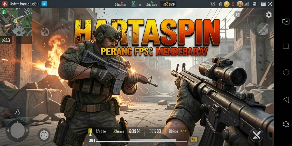 Gameplay menegangkan HARTASPIN di tengah pertempuran.