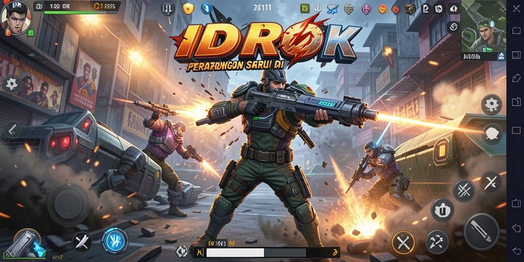 Screenshot utama <strong>IDROK</strong> menampilkan aksi pertempuran yang mendebarkan.