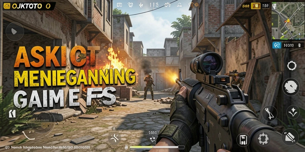 Tampilan menegangkan gameplay OJKTOTO di medan perang FPS.
