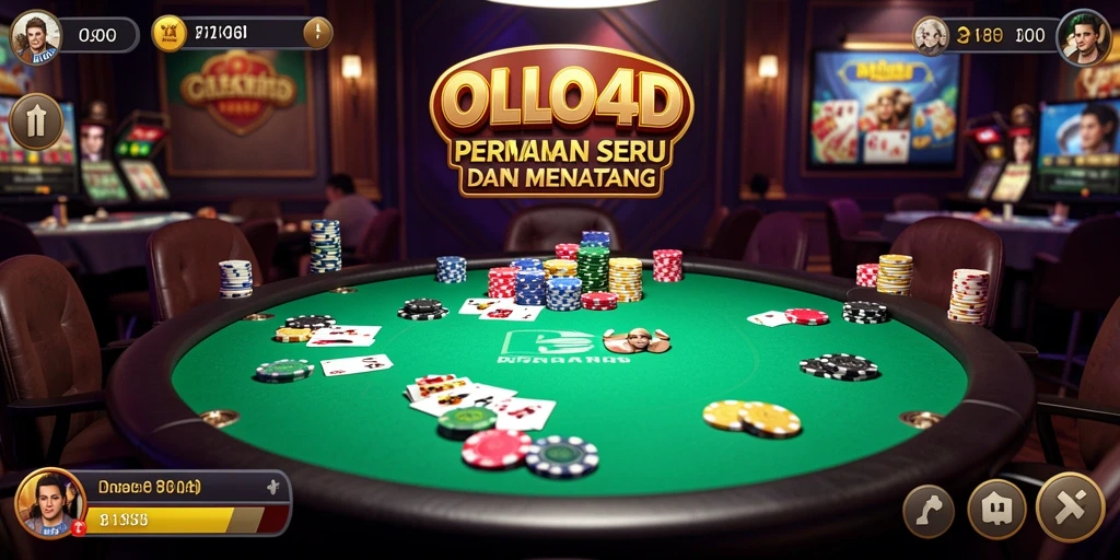 Tangkapan layar OLLO4D menampilkan gameplay Poker yang menegangkan.