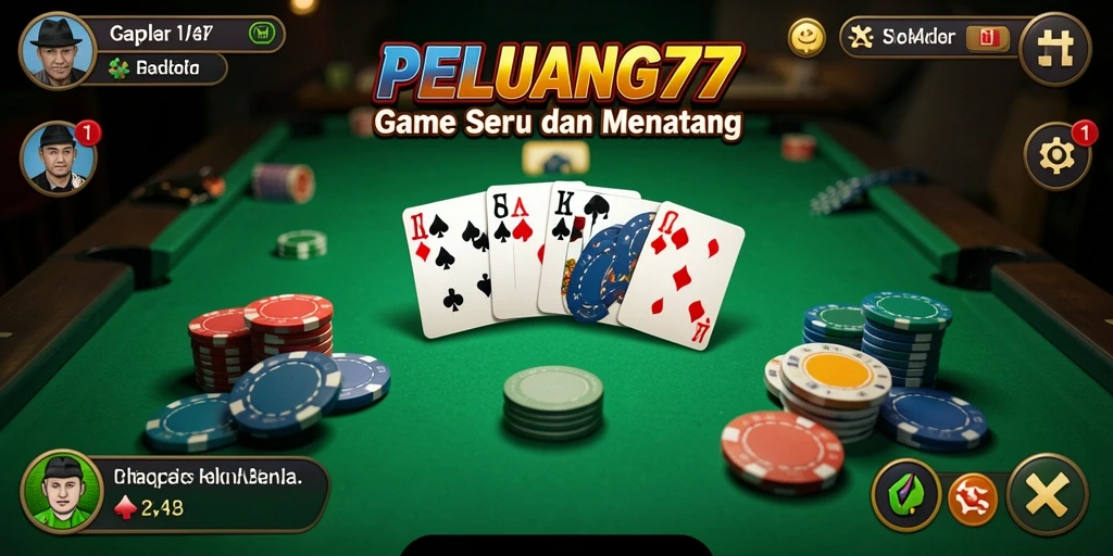 Tampilan gameplay seru dari PELUANG77, game Gaple yang mendebarkan.