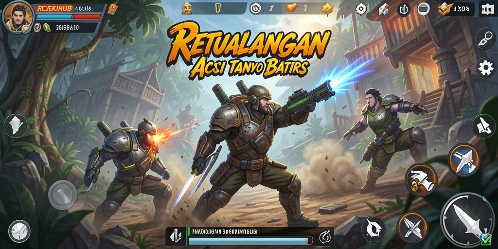 Tampilan gameplay seru dalam REJEKIHUB dengan karakter yang bertarung.