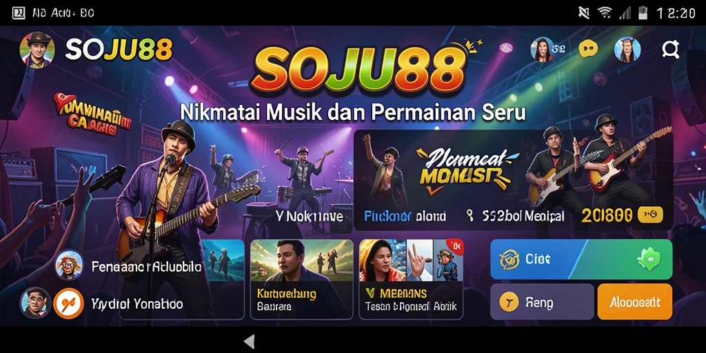 Screenshot utama SOJU88 menunjukkan gameplay musik yang mengasyikkan.