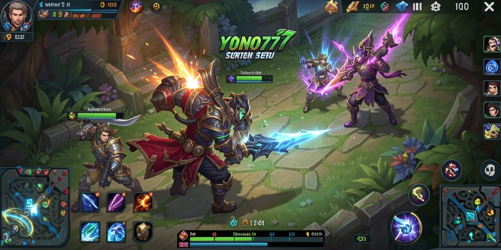 Gameplay seru YONO777 dalam pertempuran MOBA yang intens.