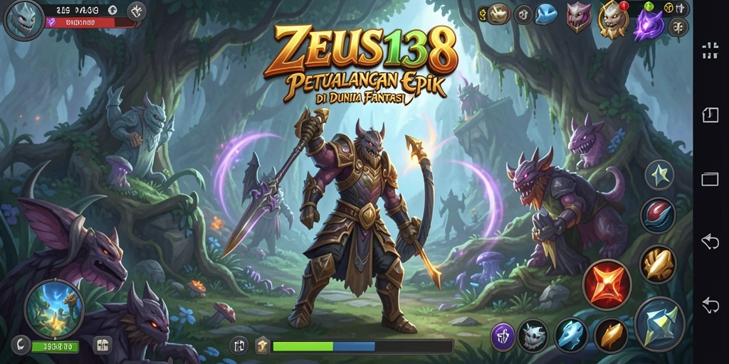 Screenshot gameplay ZEUS138 menampilkan petualangan mendebarkan di dunia fantasi.